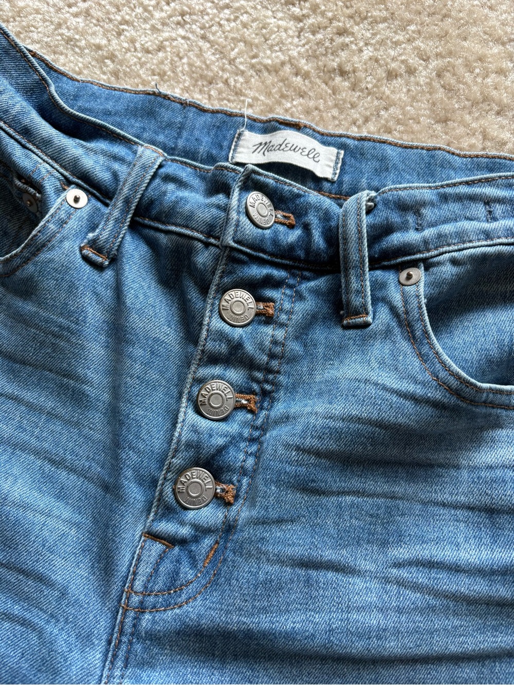 Madewell Wide Leg Cropped Jeans in Medium Blue - Picture 3 of 5